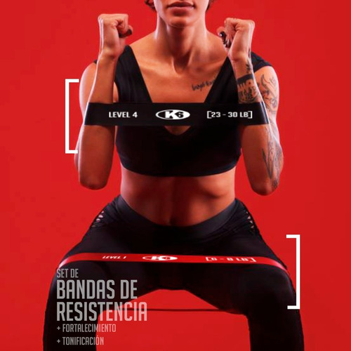 4 Bandas Resistencia Ejercicio Gym Crossfit K6 Fitness