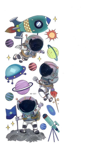 Stickers Astronauta Y Espacio 25 X 54 Cm Decoración