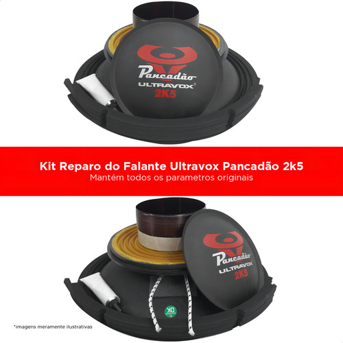 Kit Reparo Falante Ultravox Pancadão 2k5 12 4 Ohms Cor Preto