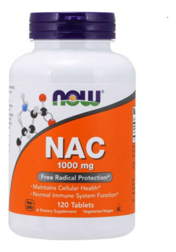 Nac 1000mg - N-acetil-cisteína Now 120 Tabletas - Usa