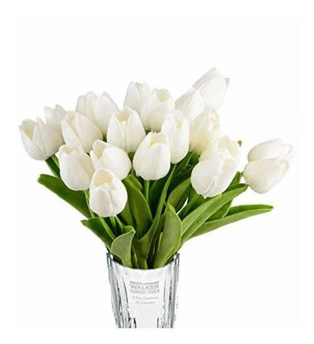 Tulipanes Artificiales De Aspecto Real (20u.) Blanco