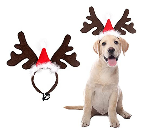 Diadema Navidad Perro Elk Reno Gorro Santa Mascota Ajustable