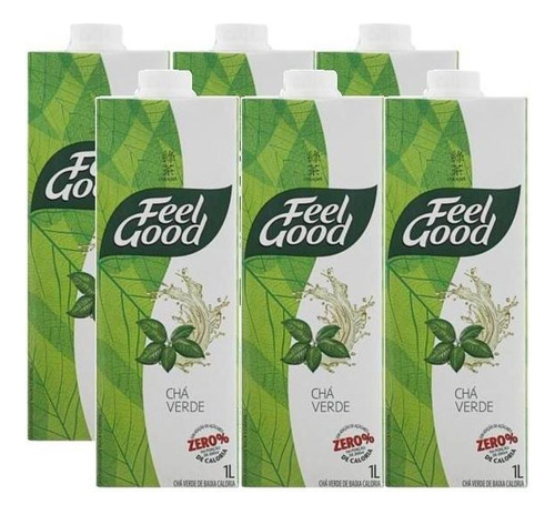 Kit 6 Chá Verde Feel Good Zero Açúcar 1l 1000ml