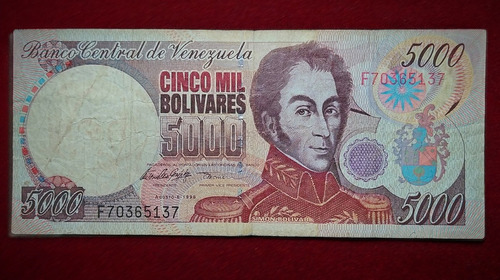 Billete 5000 Bolivares Venezuela 1998 Pick 78 C 