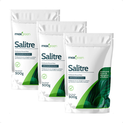 3 Adubo Salitre Fertilizante Mineiral Simples 500g Maxgreen