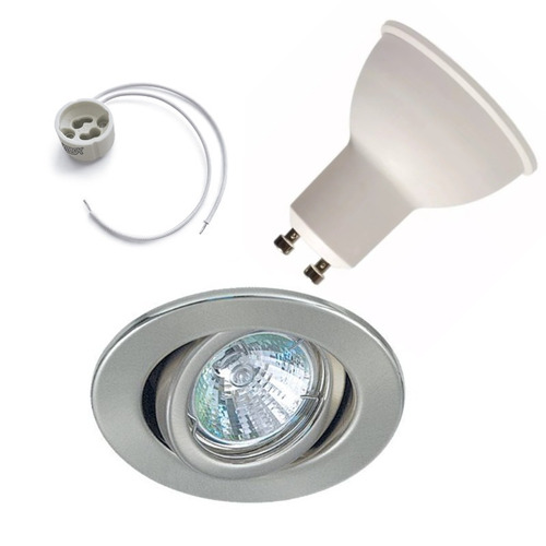 Pack 10 Spot Acero Dicroica Led 7w Dimerizable Garantia