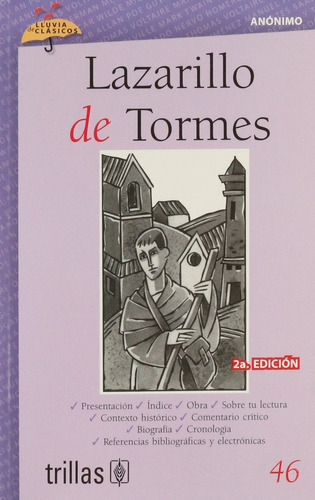 Lazarillo De Tormes Volumen 46 Serie Lluvia De Clásicos, De Anonimo Pinto, Margarita (adaptacion) Prieto, Antonio (ilustraciones)., Vol. 2. Editorial Trillas, Tapa Blanda En Español, 2008