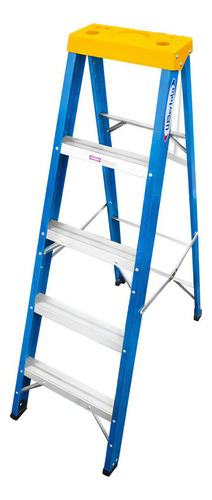 Escada De Fibra Tesoura Tafp 5 Wbertolo 1,5 M Premium Cor Azul