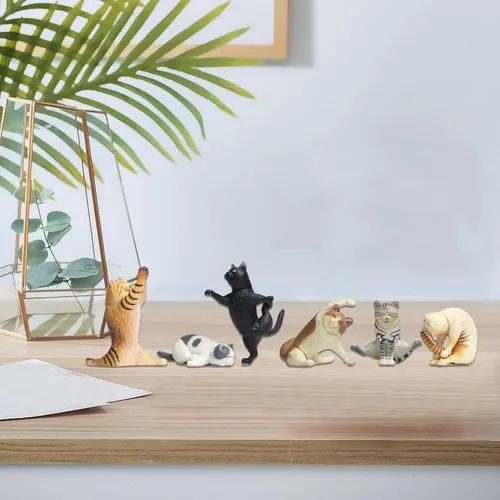6 Piezas De Dibujos Animados Kawaii Pvc Yoga Figuras De Gato