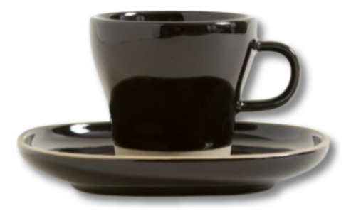 Juego De 6 Tazas De Cafe Con Plato Negro - Linea Mali