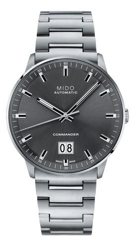 Reloj pulsera Mido M021.626 con correa de acero inoxidable color gris - fondo gris oscuro