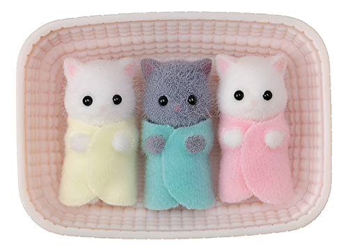 Calico Critters Trillizos Gatos Persas + Cuna - Original Us