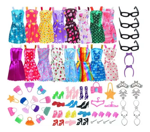 Roupa Para Barbie Boneca Roupas Acessórios Bolsas Kit 42 Pç