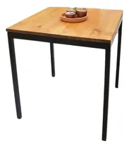Comprar Mesa Bar Cervecería Hierro Madera Industrial 70x70 Sin Silla