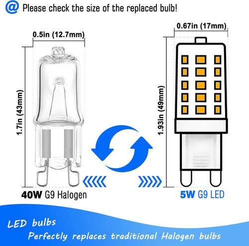 Bulbo Led De Heifymi G9 Dimmable 5w 2700k Blanco Cálido G9
