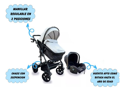 Imagen 3 de 10 de Coche Mega Baby Bebe Convertible Tres En Uno Con Huevito