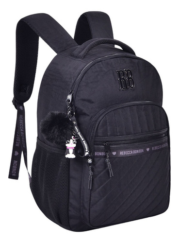 Mochila De Costas Rebecca Bonbon Juvenil Escolar Meninas Cor Preto