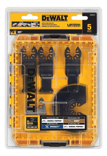 Kit de acessórios oscilantes de 5 peças Dewalt Dwa4216 - e.O