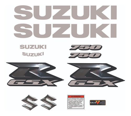 Kit Adesivo Emblema Suzuki Gsxr 750 R Resinado Cromado
