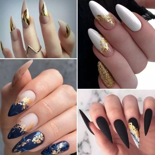 Kit 12 Potes Folhas Ouro Prata Bronze Resina Unhas Encapsula Cor Metálicos