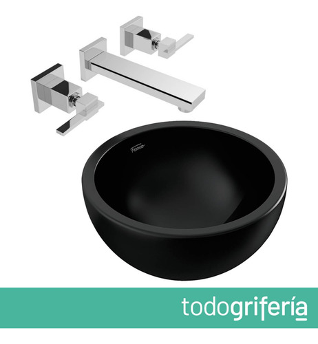 Bacha Ferrum Persis Negra Y Griferia Pared Quartier Lever