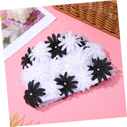 Gorro De Baño De Tela De Doble Capa Con Flores De Perlas