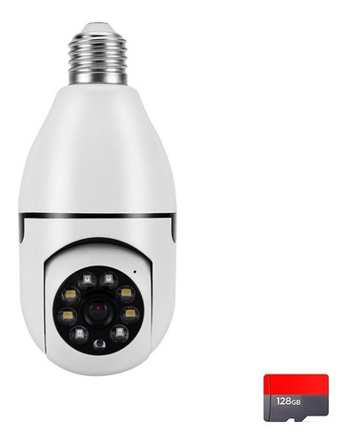 Camara Bombillo Giratoria 360 Wifi Vigilancia Fhd + Sd 128gb