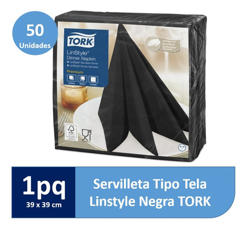 Servilleta Tipo Tela Tork Linstyle Negra 1 Paquete 50un