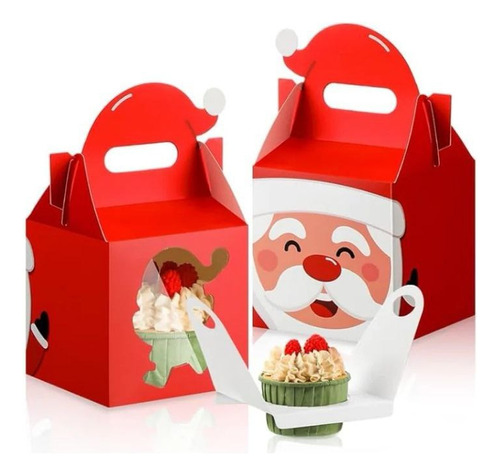 Cajas De Navidad Para Cupcakes O Dulces, X3