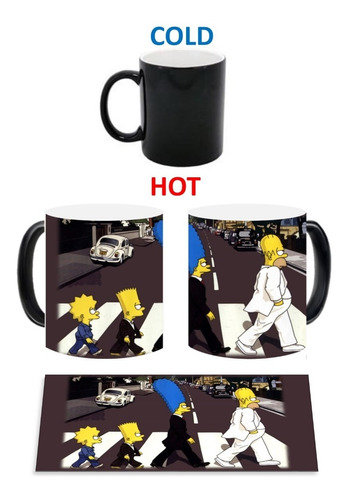 Mug Magico Vaso The Beatles Simpsons Cambia De Color