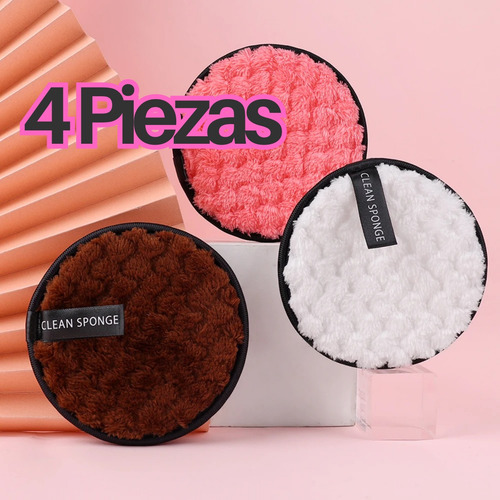 Set 4 Almohadillas Limpieza Facial Doble Cara Lavable