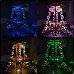 Luminária Torre Eiffel Mdf 1 Metro - Completa Lampada Rgb
