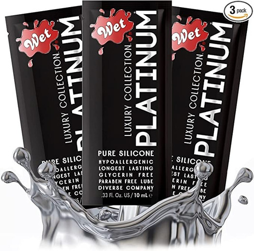 Lubricante Wet Platinum Premium  Silicon De Bolsillo 3pack