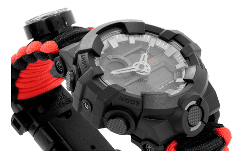 Imagen 4 de 6 de Reloj Paracord Negro Rojo Lcd 12 Dígitos Contra Agua Mendoza
