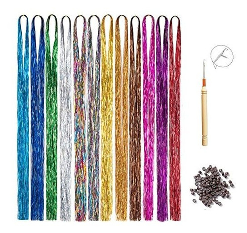 Krisweey 47 Pulgada 12 Colores Pelo Tinsel Juego De 4mbne