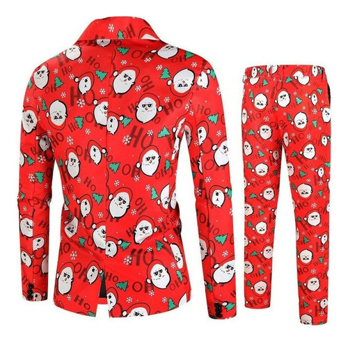 Chaqueta Y Pantalones Slim Fit Con Estampado Navideño