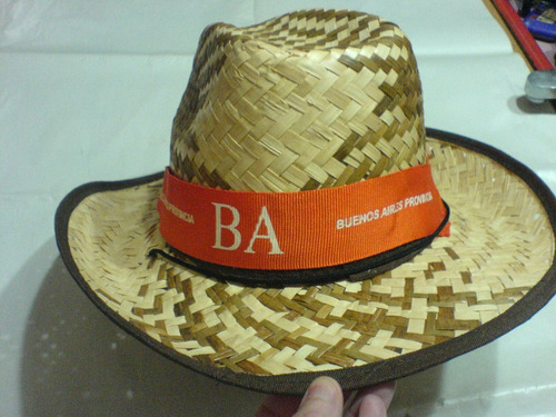 Sombrero Mimbre Tipo Panamá Con Lazo Naranja Ideal Playa-uni