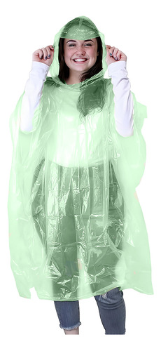 Poncho Piloto De Emergencia Para Lluvia Con Capucha Verde