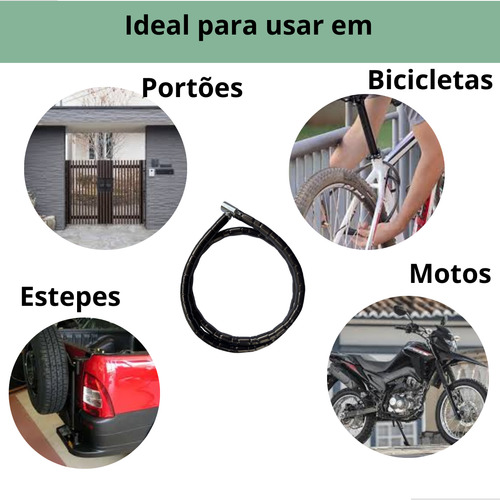 Trava Articulada Cadeado Moto Reforcada 18mm Espessura 1,5m Comprimento