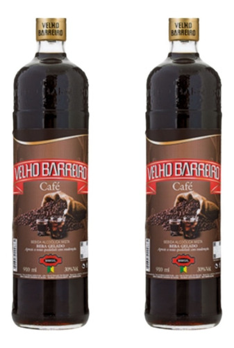 2 Cachaça Velho Barreiro Café Garrafa 910ml