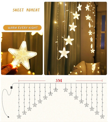 Imagen 6 de 7 de Guirnalda Estrellas Cascada Multicolor 16 Estrellas Navidad