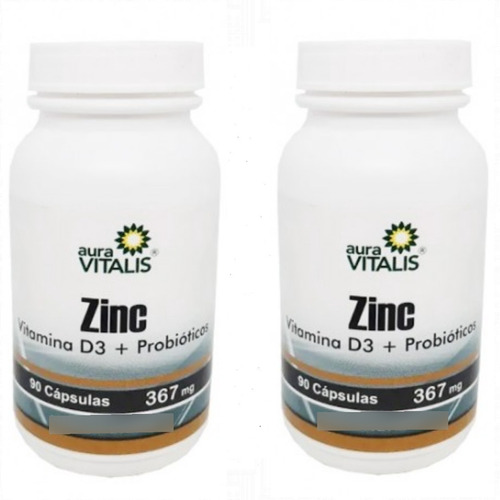 Pack 2 Zinc + Vitamina D3 + Probióticos 90 Cápsulas A.v 