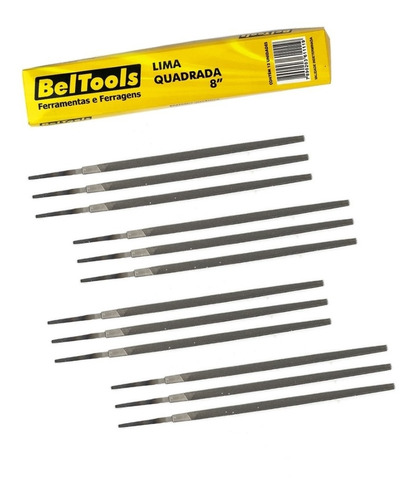 Kit Com 12 Lima Quadrada Bastarda 8 Polegadas Beltools