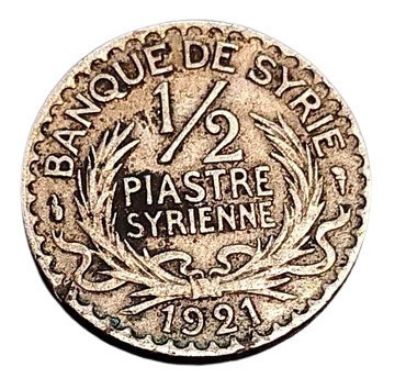 1/2 Media Piastra Siria 1921 Moneda Colección 