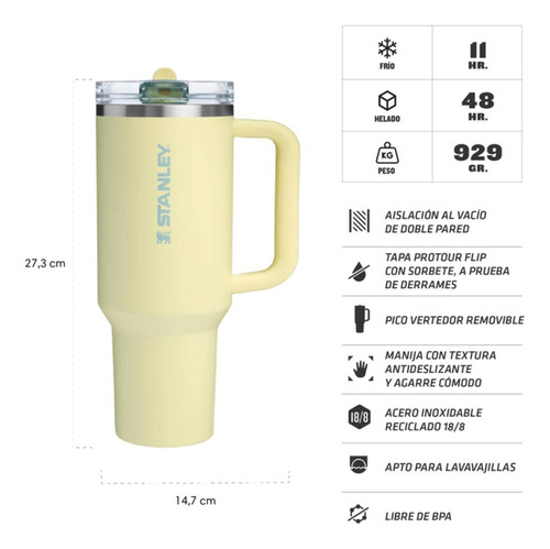 Vaso Stanley Quencher Protour Flip Straw 1.2lt Pomelo