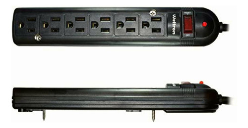 Weltron 6 Tomas De Corriente Negra Con Protector De