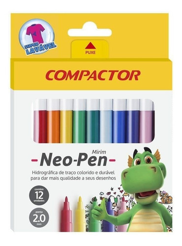 Caneta Hidrocor Compactor 12 Cores Neo-pen Mirim 14485