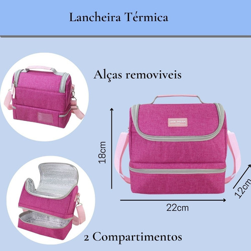 Imagem 3 de 6 de Kit Escolar Mochila Bolsa Térmica Marmita Infantil E Garrafa