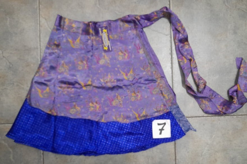 Pollera Mini Mil Formas Seda Hindú Estampada Doble Capa