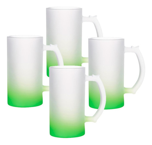 Jarra Cerveza Sublimable Esmerilada Neon Pack X4 Disershop Color Verde